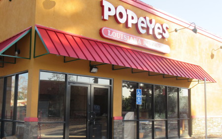 Popeye's Metal Awning installed by Metro Signs